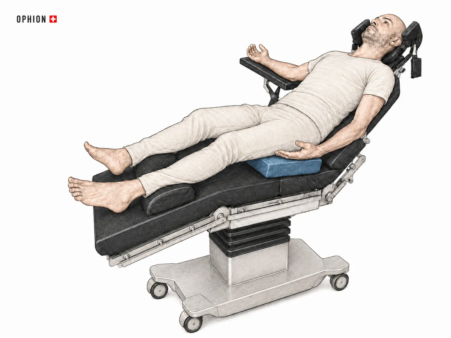 Beach-Chair-Lagerung im OP mit aufgerichtetem Oberkörper für Schulterchirurgie
